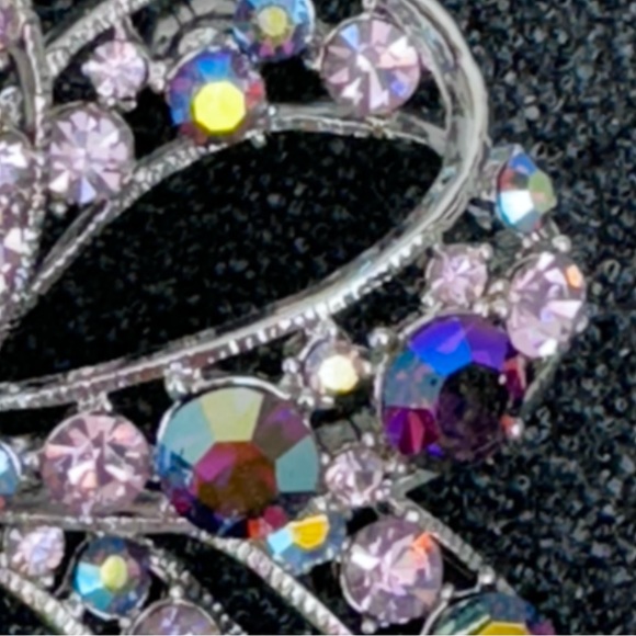 Vintage 4 inch Bow Brooch with Coloured Stones - Picture 3 of 10